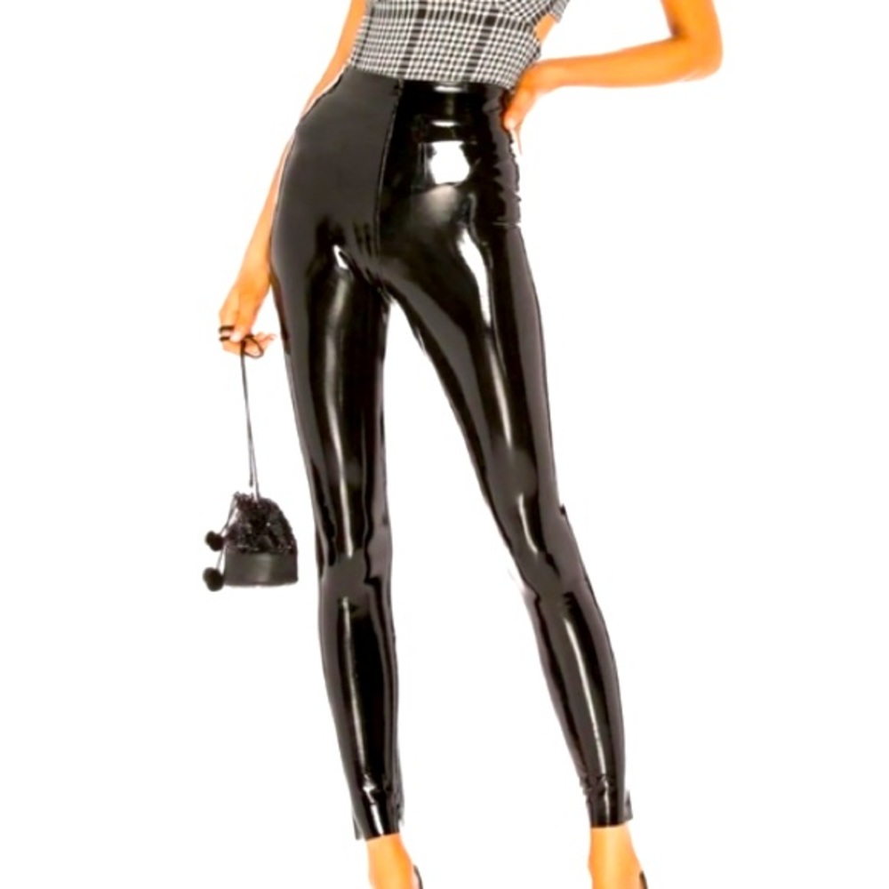 Black shiny high waist patent Commando leggings